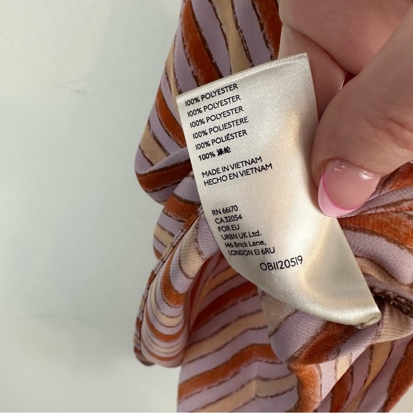 Free People | Stevie Asymmetrical Stripe Satin Cowl Neck Tank Top Boho Retro XS - Picture 8 of 8